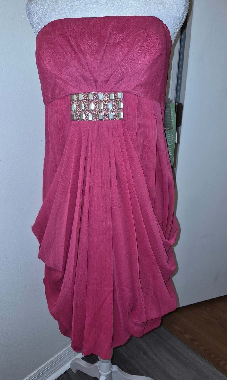Nicole by Nicole Miller Platinum Strapless Beaded Formal Cocktail Dress